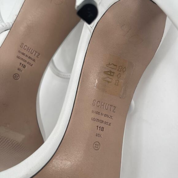 SCHUTZ Gaiah Heels Size 11 White Strappy High Heel Bungee Cord Stretch Stiletto - Picture 8 of 12